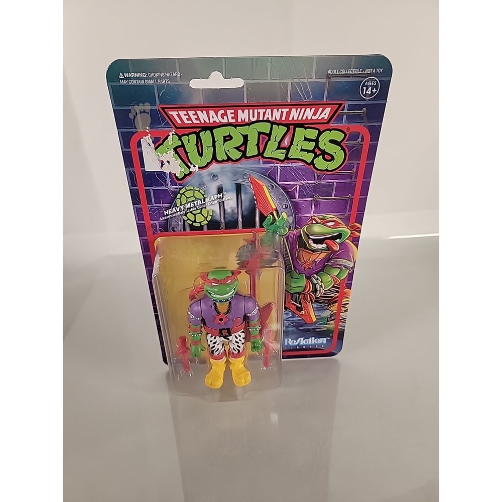 TMNT ReAction Heavy Metal Raph Figure Super7 Nickelodeon 2022‎ Damaged Card